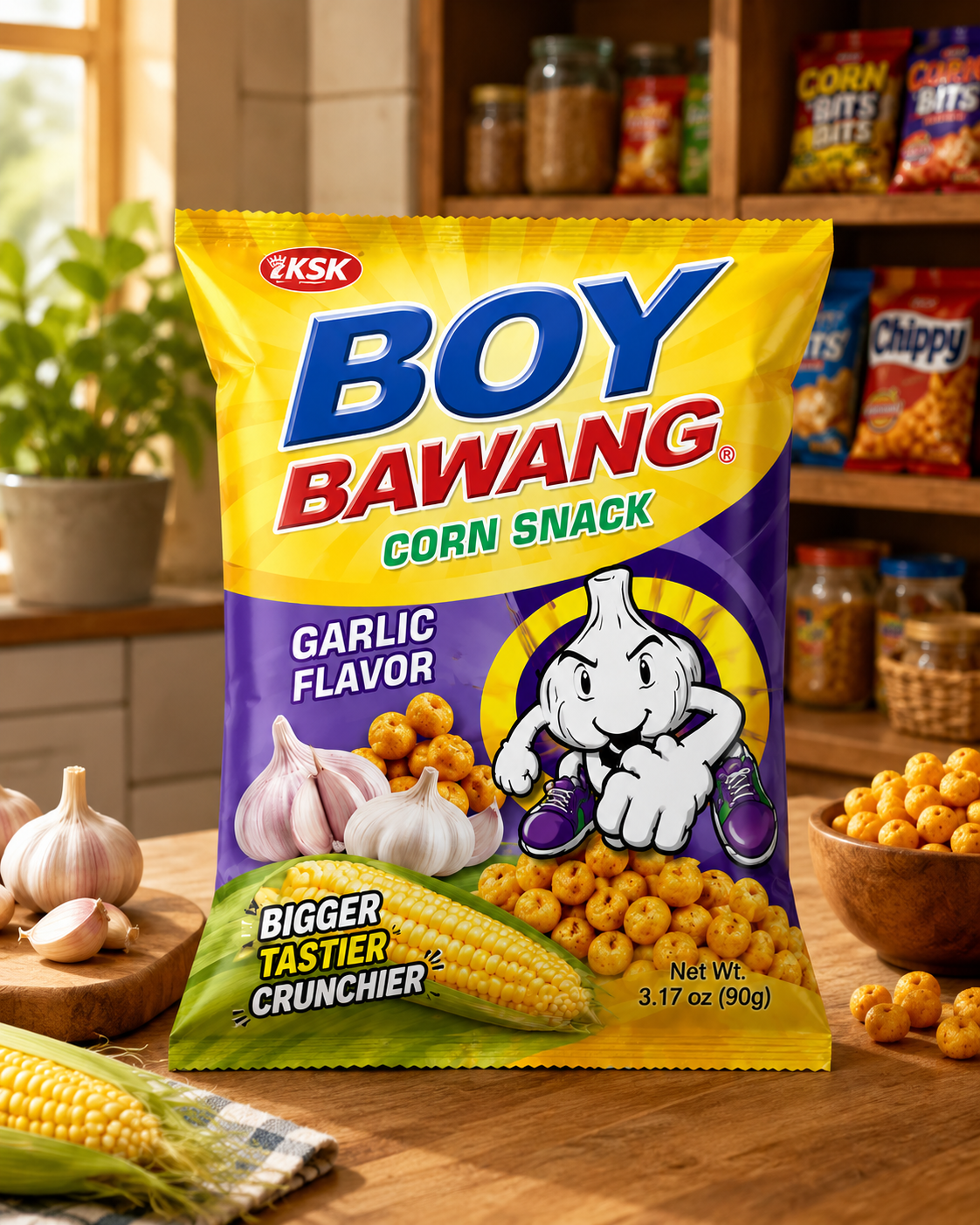 KSK - Boy Bawang Corn Snack Garlic 90g